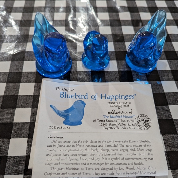 Vintage 80's 90's Bluebird Of Happiness Signed Leonard Ward Birds Mom Dad Baby - Picture 1 of 9